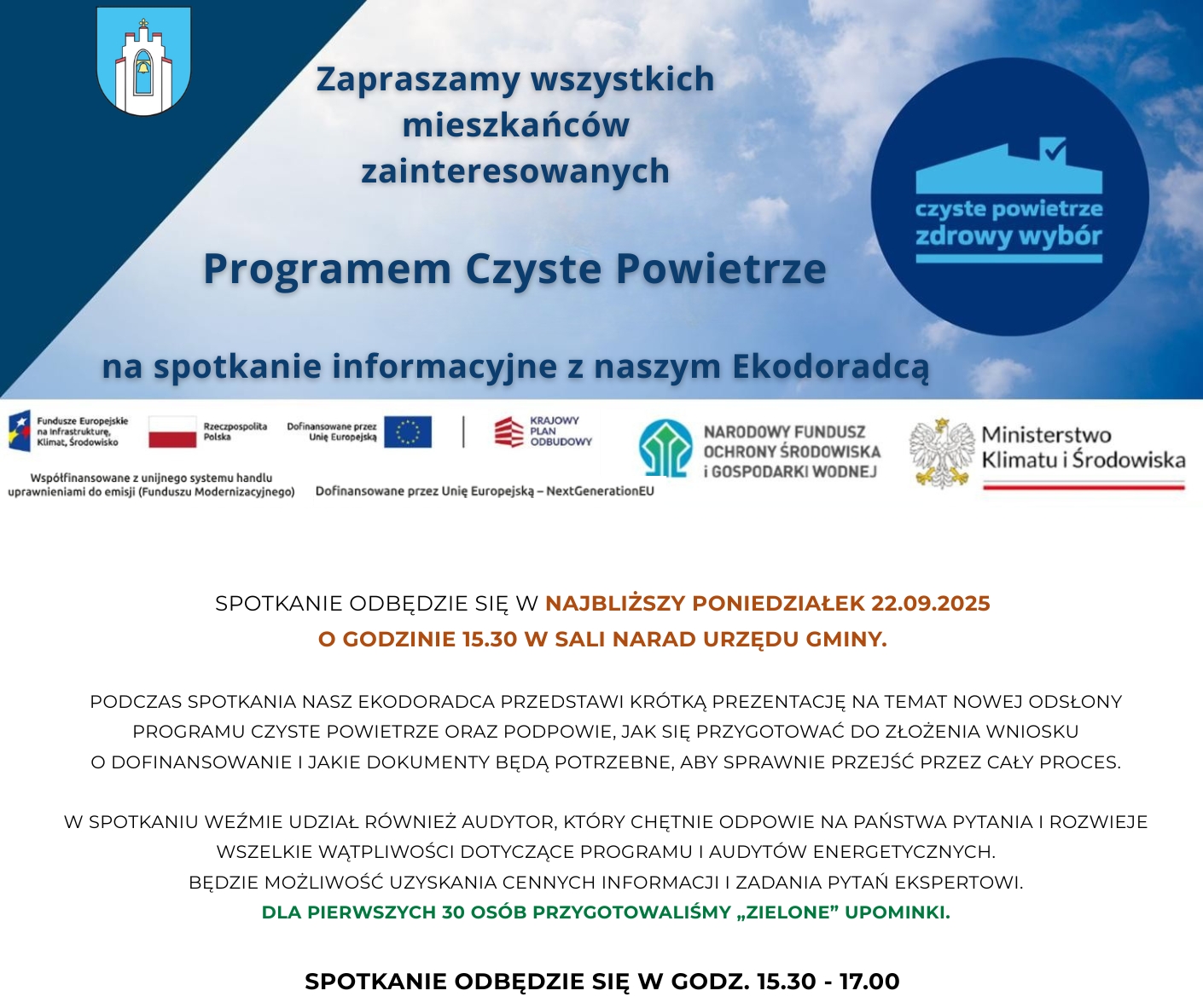  Program Czyste Powietrze spotkanie informacyjne w Mogilanach