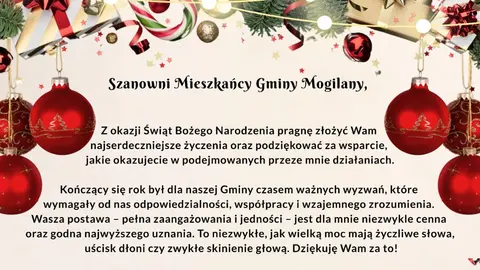 Życzenia świąteczne od Wójta Gminy Mogilany 
