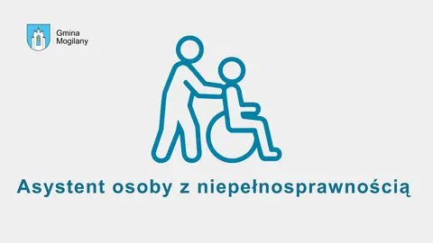 Grafika z napisem: asystent osoby z niepełnosprawnością