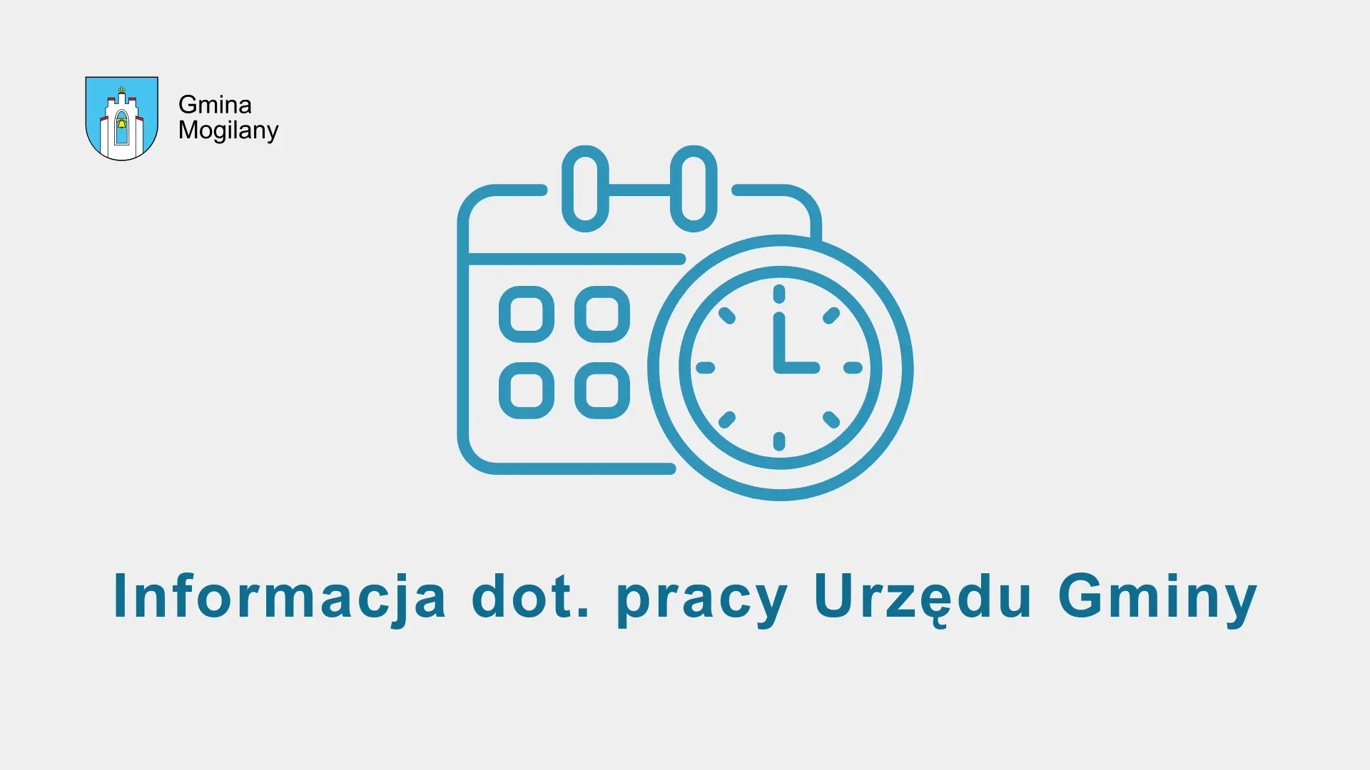 Grafika i napis: informacja dot. pracy Urzędu Gminy