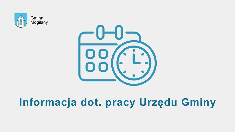 Grafika i napis: informacja dot. pracy Urzędu Gminy