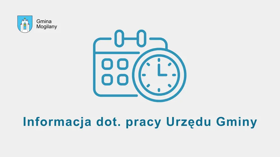 grafika + napis: informacja dot. pracy Urzędu Gminy