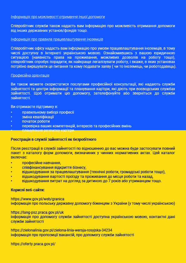 Informacja dla uchodźców - ulotka