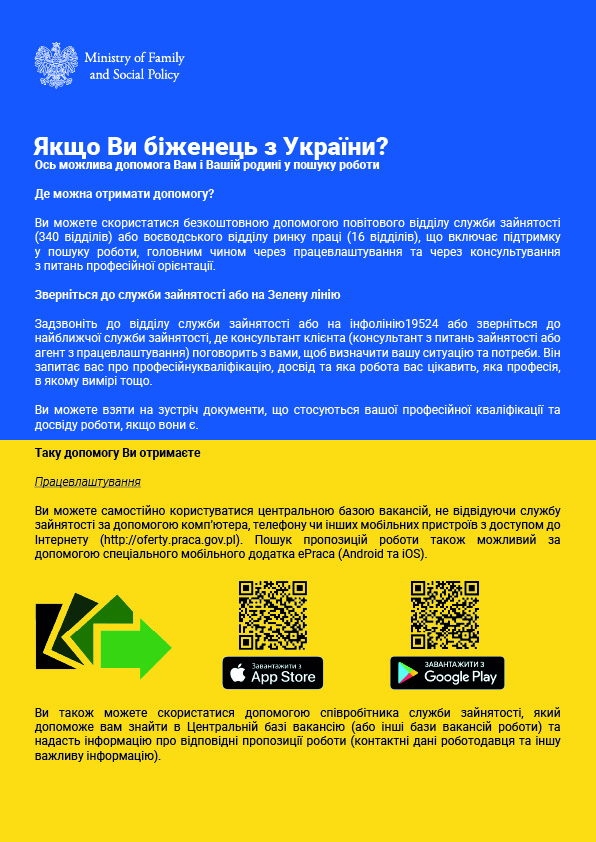 Informacja dla uchodźców - ulotka