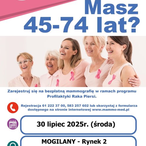 Obraz główny aktualności o tytule Bezpłatne badania mammograficzne dla kobiet od 45 do 74 roku życia