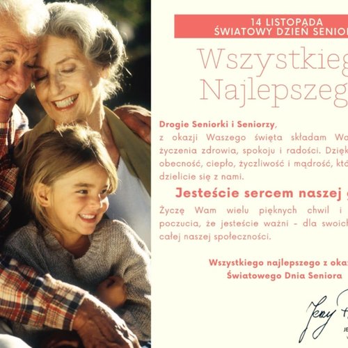 Obraz główny aktualności o tytule 14 listopada - Światowy Dzień Seniora