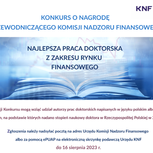 Obraz główny aktualności o tytule Konkurs na najlepszą pracę doktorską z zakresu rynku finansowego 