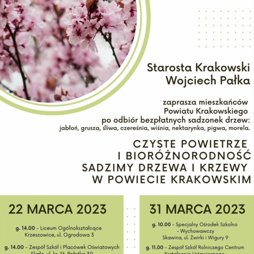 Obraz główny aktualności o tytule Odbiór bezpłatnych sadzonek drzew 
