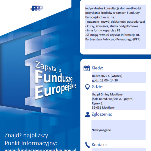 Obraz główny aktualności o tytule Punkt Informacyjny Funduszy Europejskich 