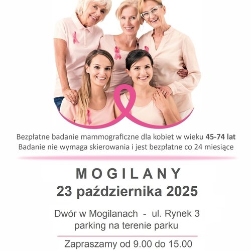 Obraz główny aktualności o tytule Bezpłatne badania mammograficzne dla kobiet od 45 do 74 roku życia w ramach Programu Profilaktyki Raka Piersi Narodowego Funduszu Zdrowia 