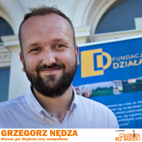 Obraz główny aktualności o tytule Grzegorz Nędza z Włosani - nasz kandydat w konkursie „Człowiek bez barier 2023” 