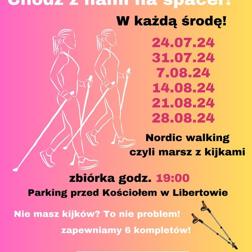 Obraz główny aktualności o tytule Nordic walking w Libertowie w każdą środę 
