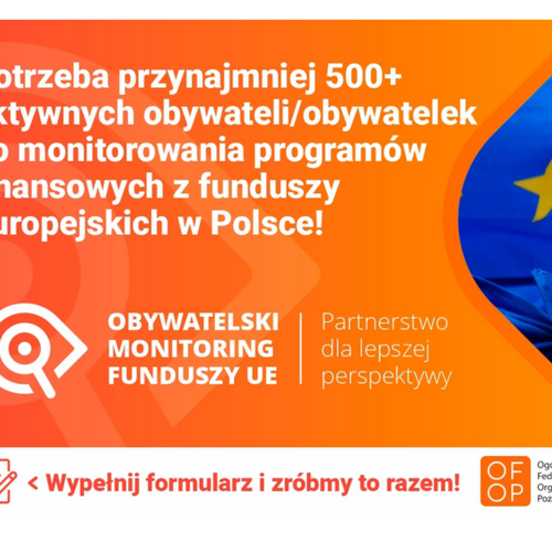 Obraz główny aktualności o tytule Obywatelski monitoring funduszy europejskich - nie przegap! 